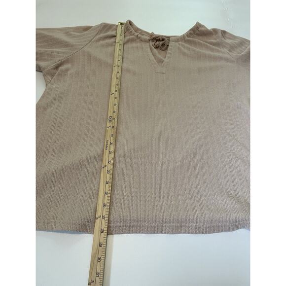 Madewell Size 4X Blush Pink Textured Cotton Blend Top Tie Keyhole - Picture 6 of 6